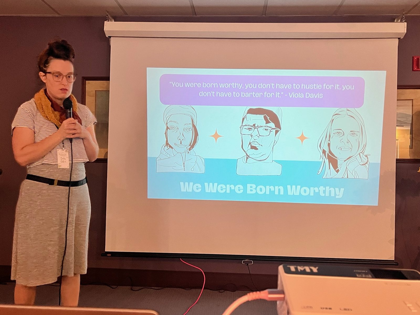 Presenter sharing the We Were Born Worthy session
